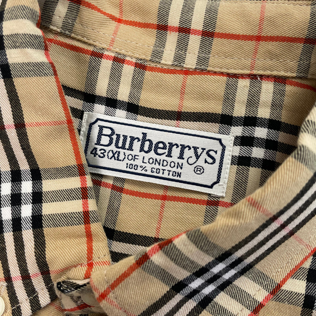 Burberry London Beige Nova Check Long Sleeve Button Front Shirt XL Burberry